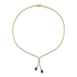 Le Vian Couture Pear-Shaped Natural Blue Sapphire Dangle Necklace 1-1/3 ct tw Diamonds 18K Honey Gold