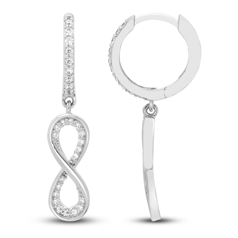 Main Image 1 of Diamond Infinity Dangle Earrings 1/8 ct tw 10K White Gold