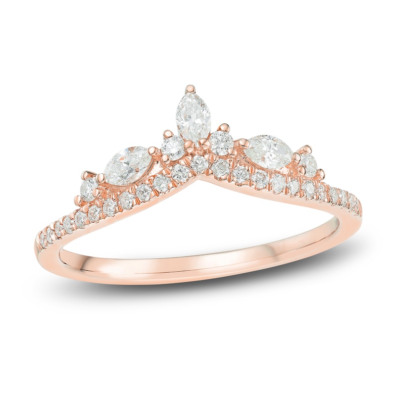 Marquise & Round-Cut Diamond Contour Anniversary Band 3/8 ct tw 14K Rose Gold