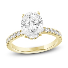 Oval & Round Lab-Created Diamond Engagement Ring 2-1/2 ct tw 14K Yellow Gold