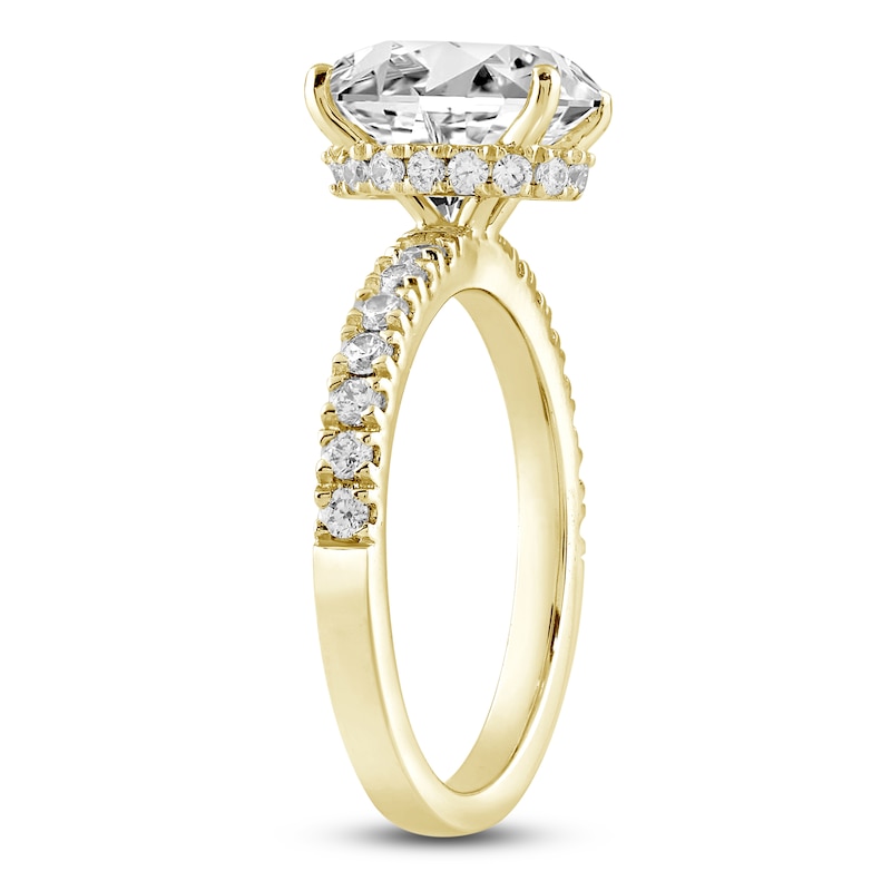 Oval & Round Lab-Created Diamond Engagement Ring 2-1/2 ct tw 14K Yellow Gold