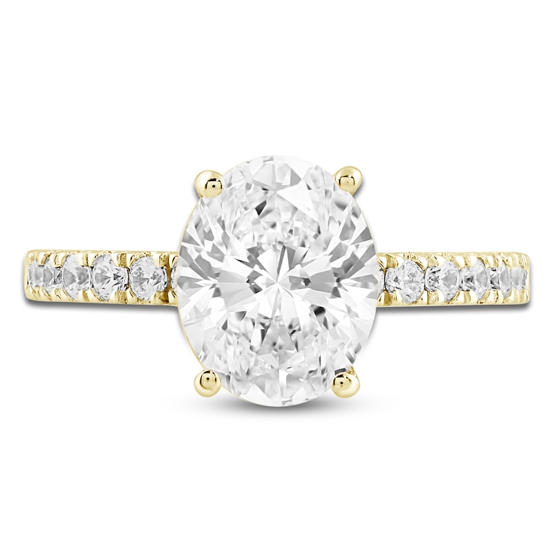 Oval & Round Lab-Created Diamond Engagement Ring 2-1/2 ct tw 14K Yellow Gold