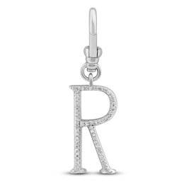 Charm'd by Lulu Frost Diamond Letter R Charm 1/10 ct tw Pavé Round 10K White Gold