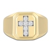 Thumbnail Image 0 of Men's Diamond Cross Signet Ring 1/3 ct tw 10K Yellow Gold