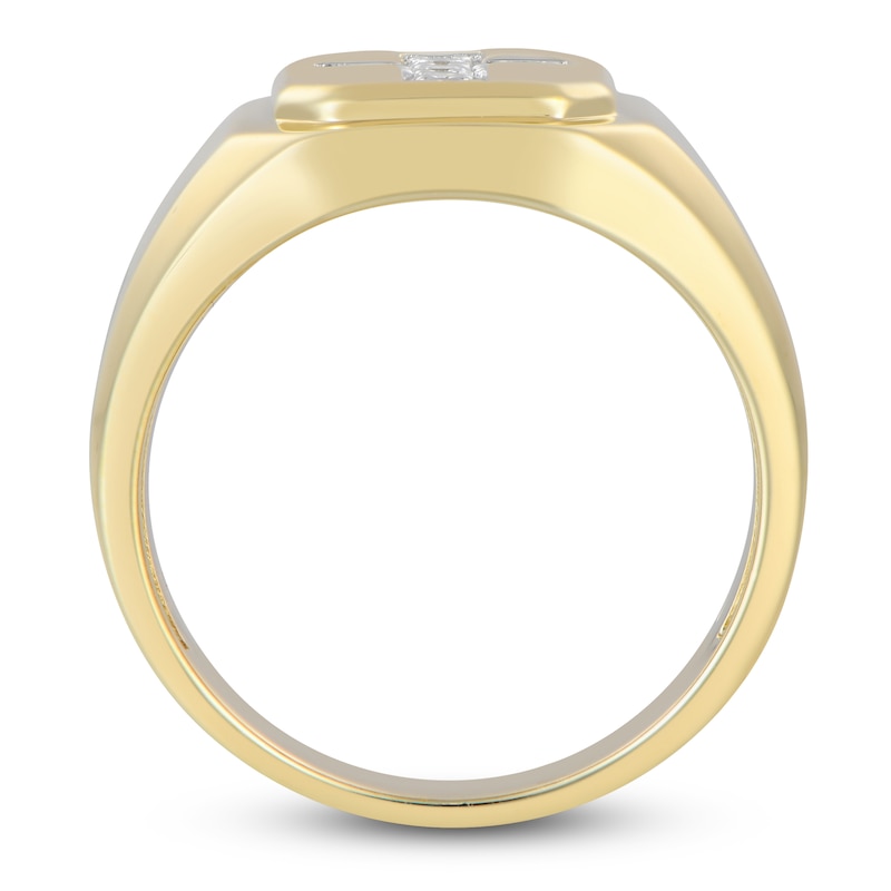 Men's Diamond Cross Signet Ring 1/3 ct tw 10K Yellow Gold