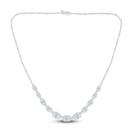Pnina Tornai Round & Emerald-Cut Lab-Created Diamond Riviera Necklace 11-3/4 ct tw 14K White Gold 17.75&quot;