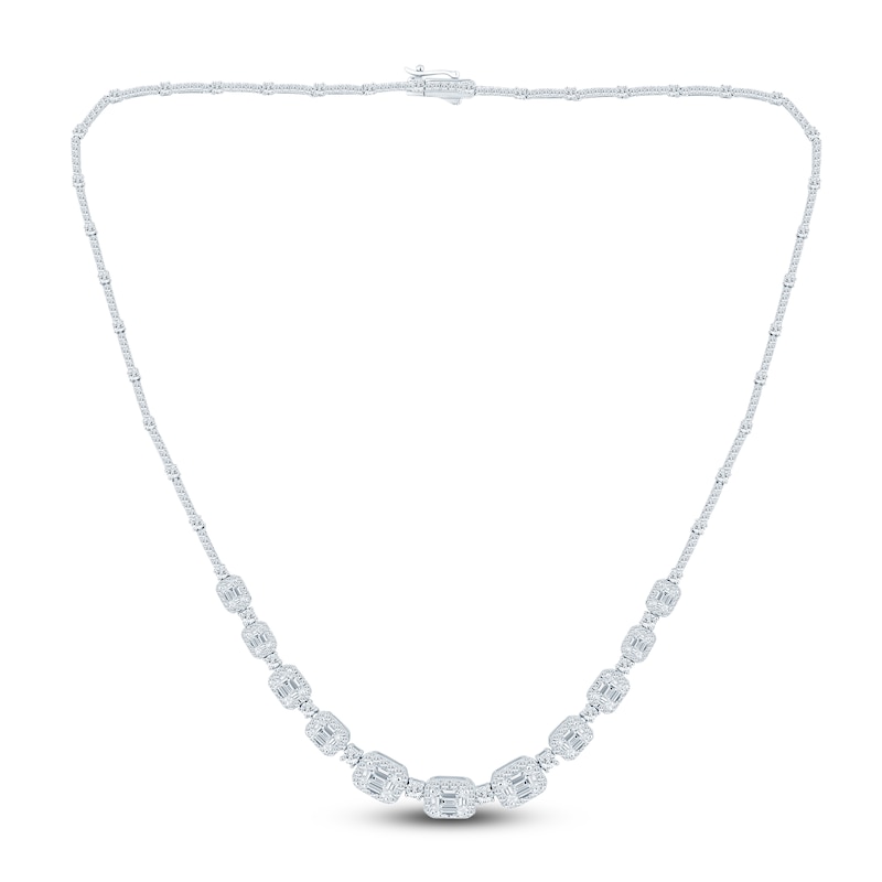 Main Image 1 of Pnina Tornai Round & Emerald-Cut Lab-Created Diamond Riviera Necklace 11-3/4 ct tw 14K White Gold 17.75&quot;