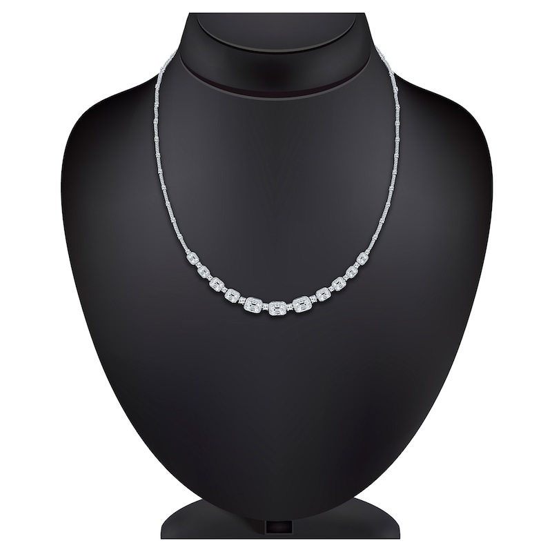 Main Image 4 of Pnina Tornai Round & Emerald-Cut Lab-Created Diamond Riviera Necklace 11-3/4 ct tw 14K White Gold 17.75&quot;