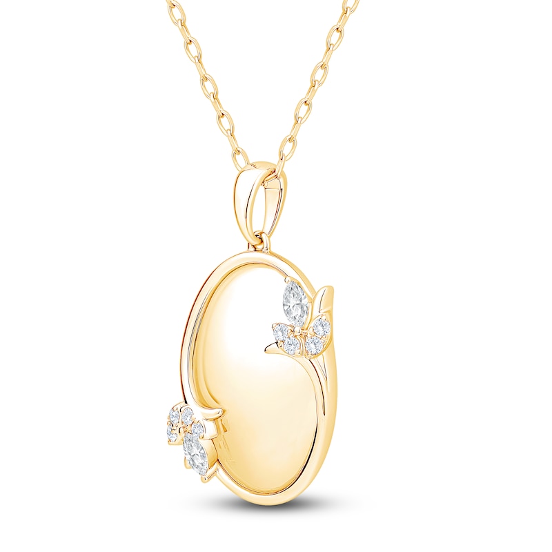 Main Image 3 of Marquise & Round-Cut Diamond Oval Necklace 1/8 ct tw 14K Yellow Gold 18&quot;