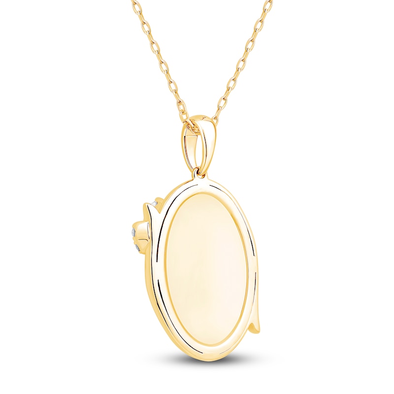 Main Image 4 of Marquise & Round-Cut Diamond Oval Necklace 1/8 ct tw 14K Yellow Gold 18&quot;