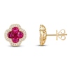 Thumbnail Image 1 of Oval & Square-Cut Natural Ruby & Diamond Quatrefoil Stud Earrings 1/5 ct tw 14K Yellow Gold