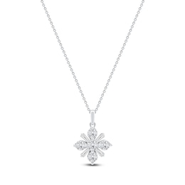 Baguette & Round-Cut Lab-Created Diamond Snowflake Necklace 1 ct tw 14K White Gold 18&quot;