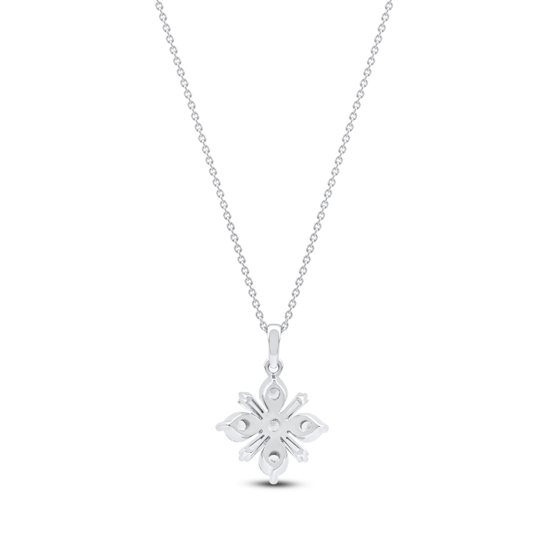 Main Image 3 of Baguette & Round-Cut Lab-Created Diamond Snowflake Necklace 1 ct tw 14K White Gold 18&quot;