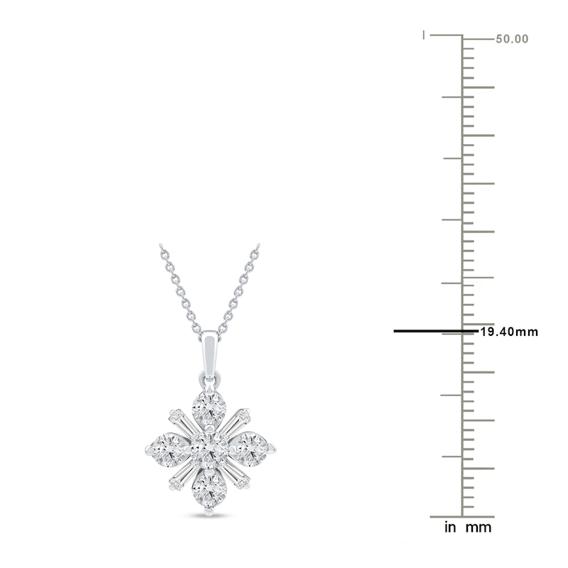 Main Image 4 of Baguette & Round-Cut Lab-Created Diamond Snowflake Necklace 1 ct tw 14K White Gold 18&quot;