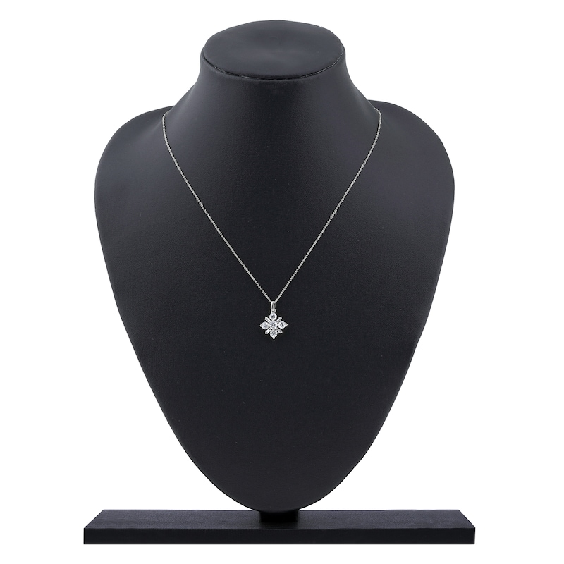 Main Image 6 of Baguette & Round-Cut Lab-Created Diamond Snowflake Necklace 1 ct tw 14K White Gold 18&quot;