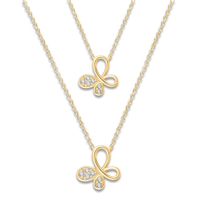 Main Image 1 of Children's Diamond Butterfly Necklace Matching Set 1/8 ct tw 14K Yellow Gold