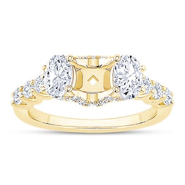 Oval-Cut Lab-Created Diamond Three-Stone Engagement Ring Setting 1-1/2 ct tw 14K Yellow Gold