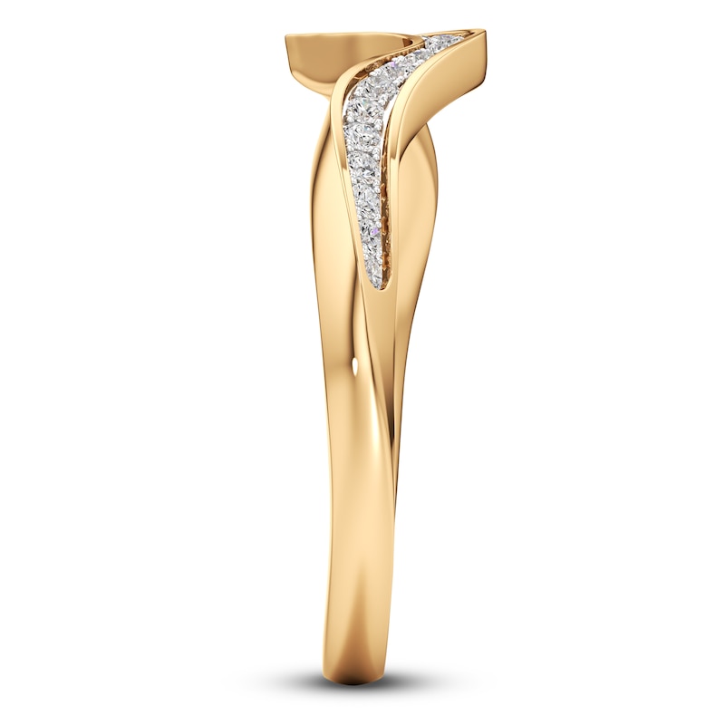 Main Image 3 of J'Lure Lab-Created Diamond Contour Wedding Band 1/6 ct tw 18K Yellow Gold