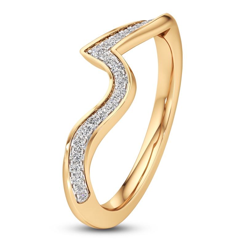 Main Image 4 of J'Lure Lab-Created Diamond Contour Wedding Band 1/6 ct tw 18K Yellow Gold