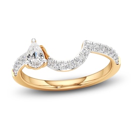 J'Lure Pear Step-Cut Lab-Created Diamond Contour Wedding Band 1/2 ct tw 18K Yellow Gold