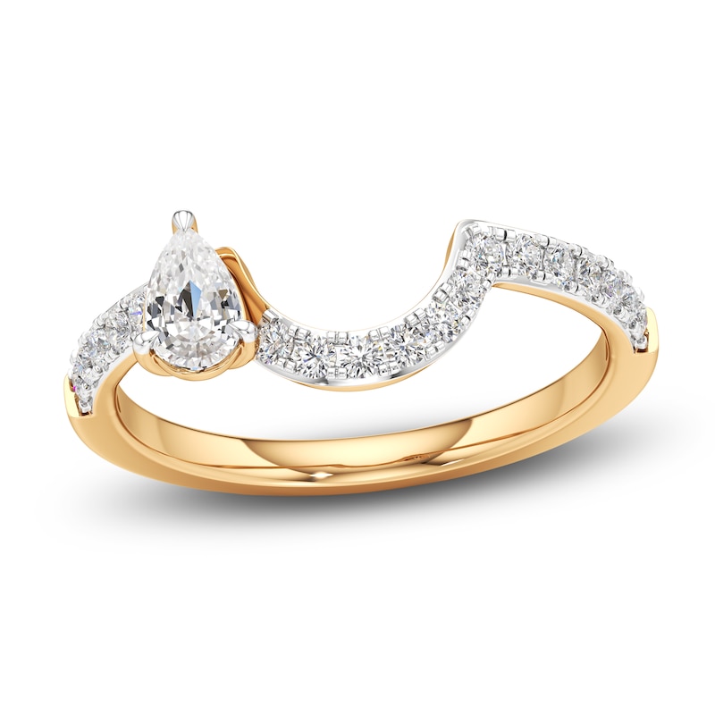 Main Image 1 of J'Lure Pear Step-Cut Lab-Created Diamond Contour Wedding Band 1/2 ct tw 18K Yellow Gold