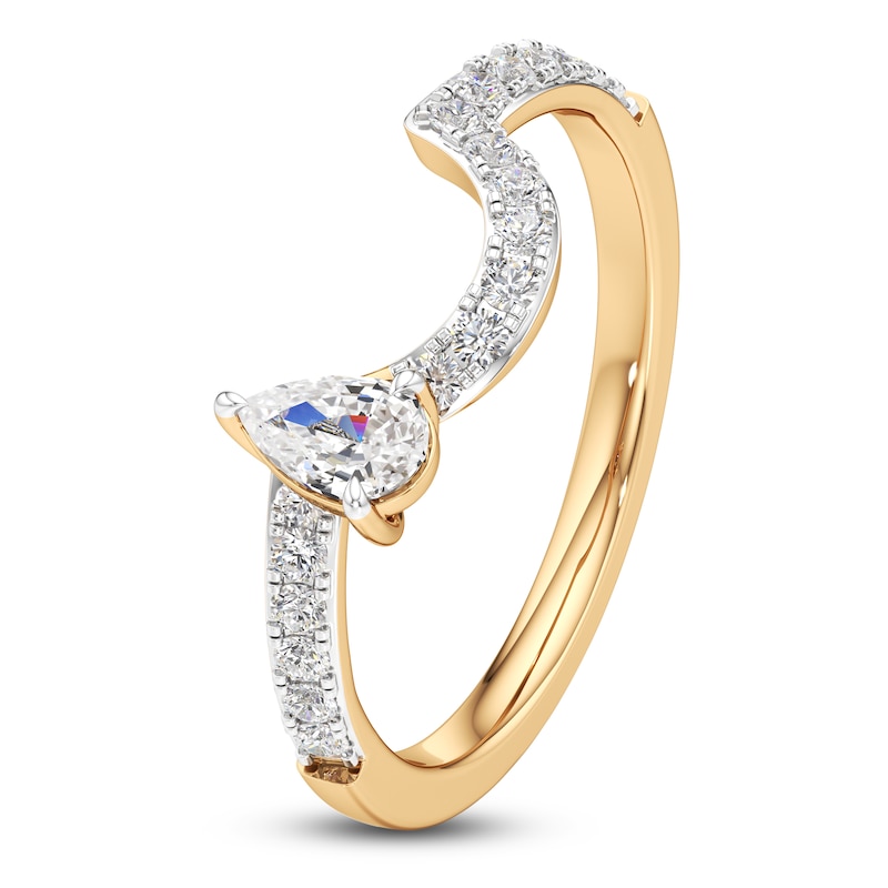 Main Image 4 of J'Lure Pear Step-Cut Lab-Created Diamond Contour Wedding Band 1/2 ct tw 18K Yellow Gold