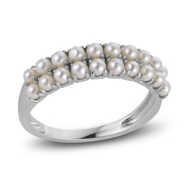 Cultured Pearl Seed Two-Row Ring Sterling Silver