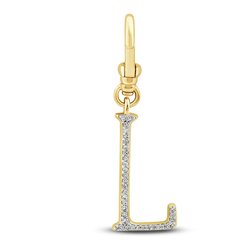 Main Image 1 of Charm'd by Lulu Frost Diamond Letter L Charm 1/15 ct tw Pavé Round 10K Yellow Gold