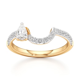 J'Lure Pear Step-Cut Lab-Created Diamond Contour Wedding Band 1/2 ct tw 18K Yellow Gold