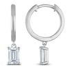 Thumbnail Image 1 of Emerald-Cut Lab-Created Diamond Solitaire Dangle Hoop Earrings 1 ct tw 14K White Gold (SI2/F)