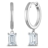 Thumbnail Image 2 of Emerald-Cut Lab-Created Diamond Solitaire Dangle Hoop Earrings 1 ct tw 14K White Gold (SI2/F)