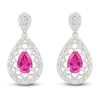 Thumbnail Image 1 of Pear-Shaped Pink Lab-Created Sapphire & Diamond Filigree Dangle Earrings 1/6 ct tw Sterling Silver