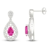 Thumbnail Image 3 of Pear-Shaped Pink Lab-Created Sapphire & Diamond Filigree Dangle Earrings 1/6 ct tw Sterling Silver