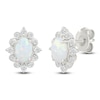 Thumbnail Image 2 of Oval-Cut Lab-Created Opal & White Lab-Created Sapphire Stud Earrings Sterling Silver