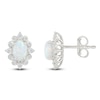 Thumbnail Image 3 of Oval-Cut Lab-Created Opal & White Lab-Created Sapphire Stud Earrings Sterling Silver