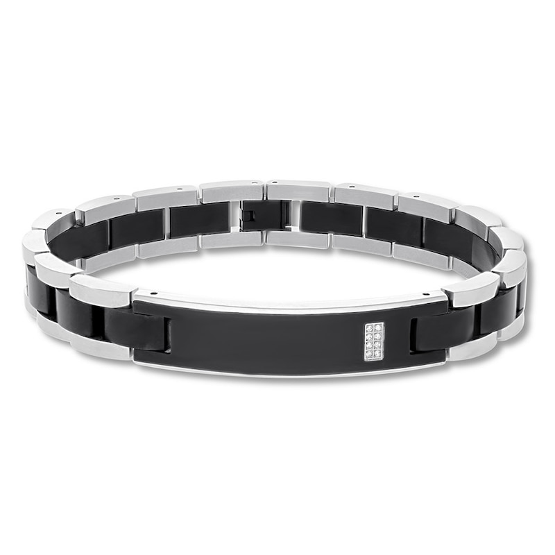 Men's Diamond Link Bracelet Stainless Steel 8.5"