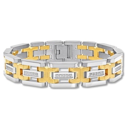 Men's Link Bracelet 1/2 ct tw Diamonds Stainless Steel 8.25&quot;