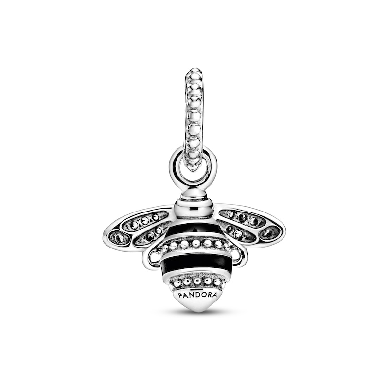 PANDORA Sparkling Queen Bee Pendant Black Enamel CZ Sterling Silver | Jared