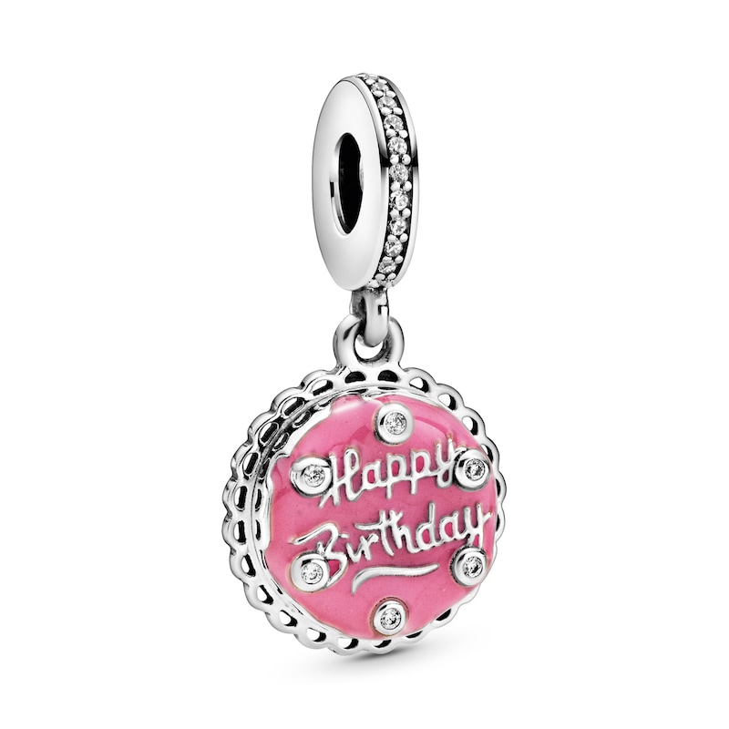 PANDORA Pink Birthday Cake Enamel Charm Sterling Silver