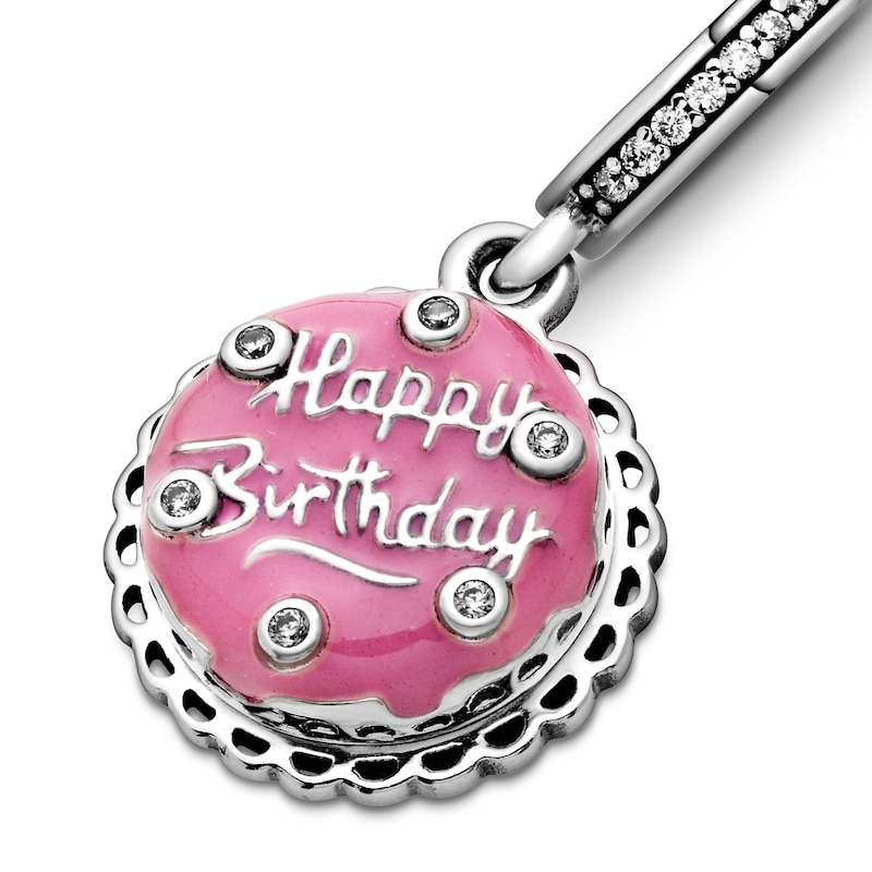 Main Image 4 of PANDORA Pink Birthday Cake Enamel Charm Sterling Silver