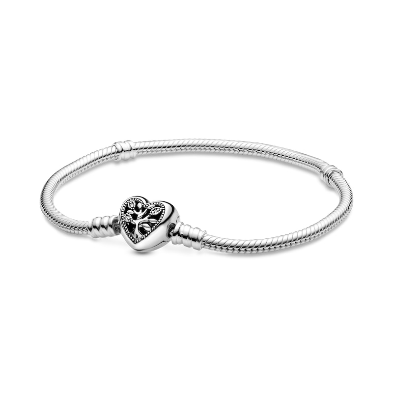 PANDORA Family Tree Heart Clasp Bracelet Sterling Silver 6.7"