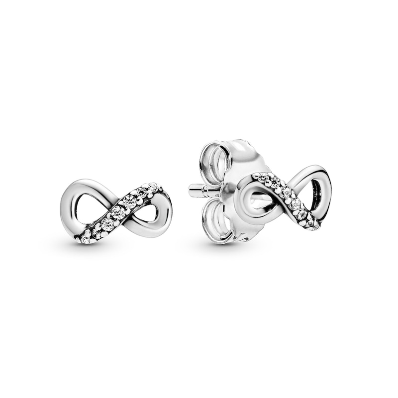 PANDORA Sparkling Infinity Knot Earrings CZ Sterling Silver