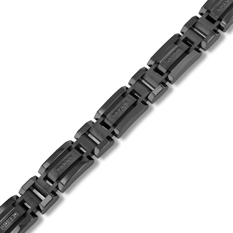 Men's Black Diamond Bracelet 1/6 ct tw Round Black Ion-Plated Stainless Steel 8.75"