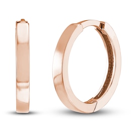 Polished Square Huggie Earrings 14K Rose Gold 14.25mm