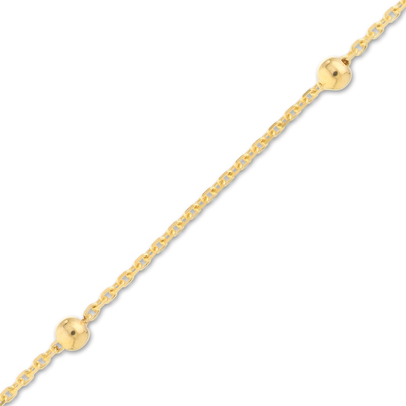 Main Image 2 of Beaded Station Bracelet 14K Yellow Gold 7.5&quot; Adj.