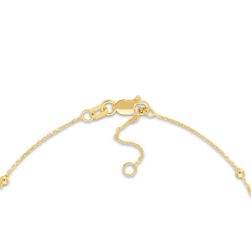 Main Image 3 of Beaded Station Bracelet 14K Yellow Gold 7.5&quot; Adj.