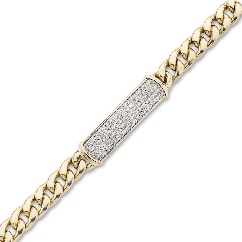 Men's Diamond ID Bracelet 2 ct tw Round 10K Yellow Gold 8.5"