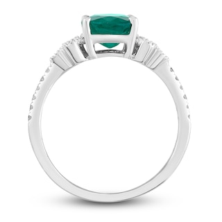 Natural Emerald Engagement Ring 1/6 ct tw Diamonds 14K White Gold | Jared