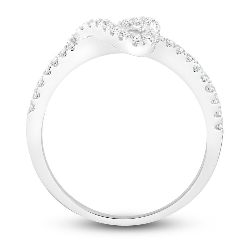 Diamond Heart Stack Ring 1/4 ct tw Round 10K White Gold