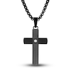 Thumbnail Image 0 of Men's Diamond Accent Cross Pendant Necklace 1/20 ct tw Round Black Titanium/Stainless Steel 22"